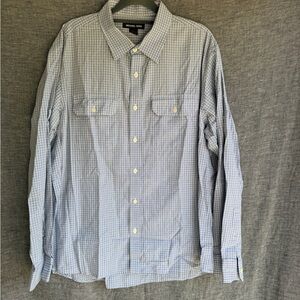 Michael Kors Light Blue Checkered Button Down Shirt